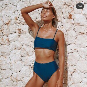 Blue Strapless Strapy Bikini Top - Size S